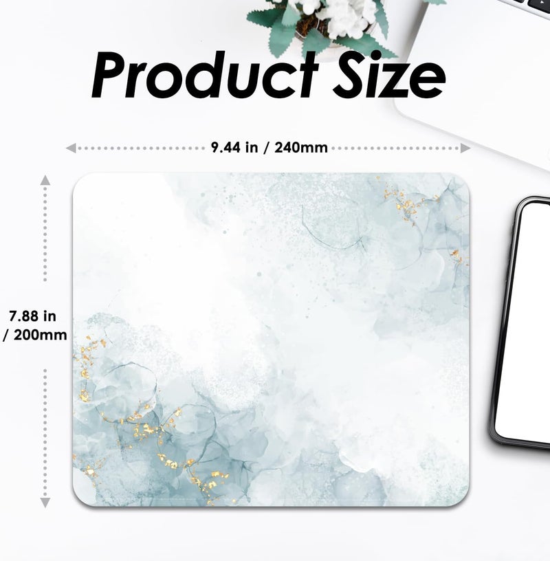 FROGIGO Square Mouse Pad with Stitched Edge, Premium Mousepad Washable Cloth. Computer Mouse Pad with Non-Slip Rubber Base, Mouse Pads for Computers Laptop Mouse 9.25x7.75x0.12 inch-Cyan Marble - Image 3